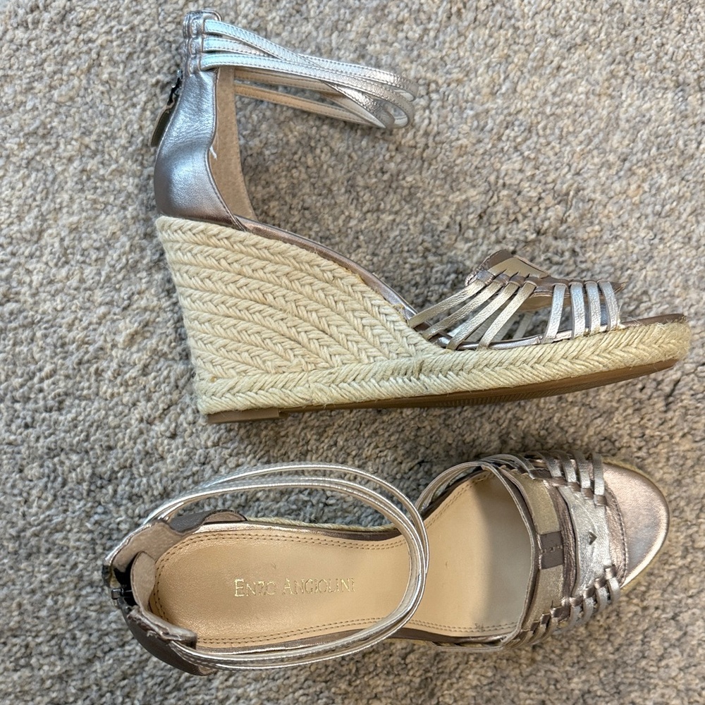 Enzo Angiolini Metallic Wedge Sandals